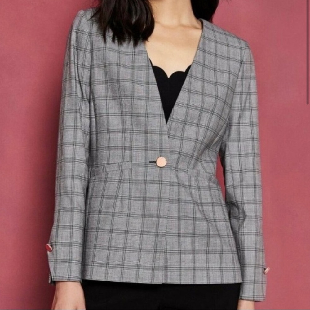 NWT TED BAKER LONDON Collarless Check Blazer